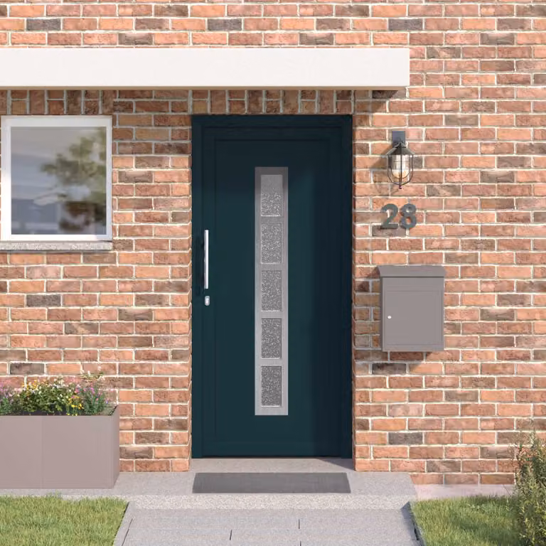 Porta Frontale Moderna vidaXL con Inserti in Vetro in PVC Colore Antracite L: 108 cm, H: 208 cm