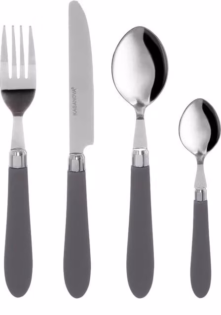 Set di posate Smooth KASANOVA in acciaio inox grigio opaco, 24 pezzi