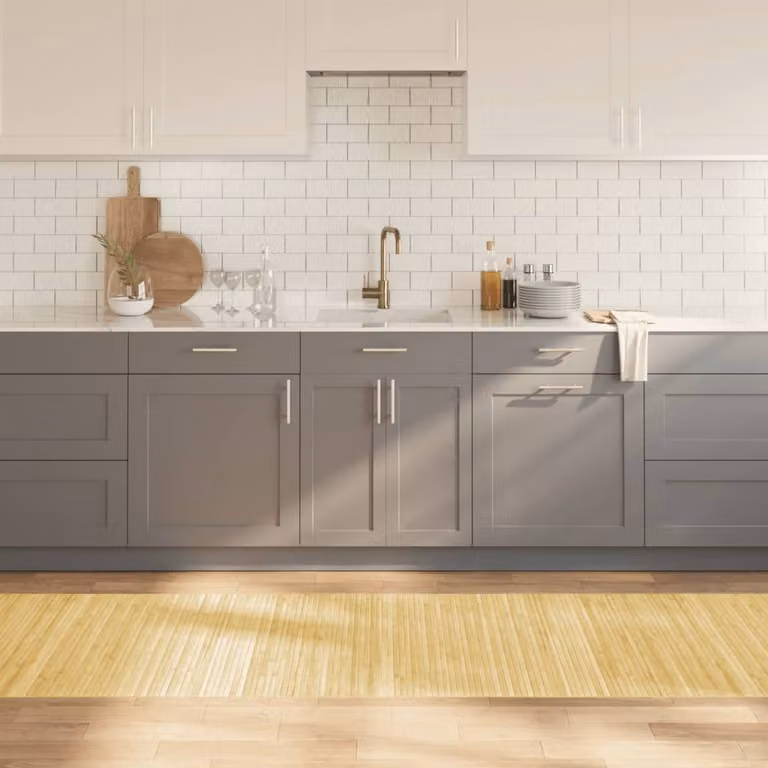 Tappeto rettangolare moderno vidaXL in bambù e polipropilene, colore beige, antiscivolo, L: 80 cm, P: 400 cm