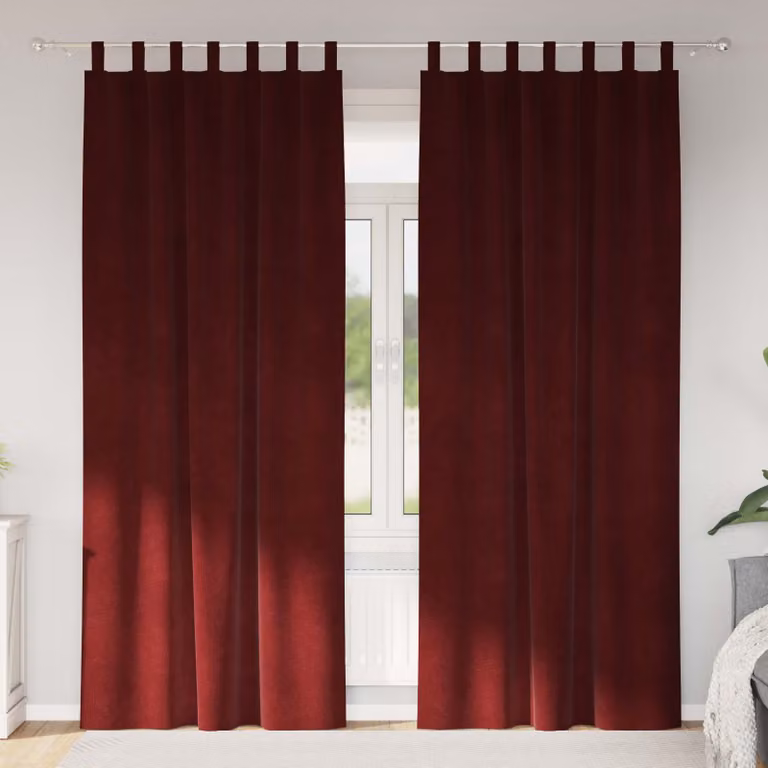 Set di 2 tende oscuranti vidaXL in velluto rosso, L: 140 cm, H: 225 cm