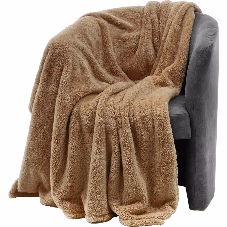 Plaid Coperta Teddy VESTIAMO CASA in pile beige L 150 cm x P 200 cm