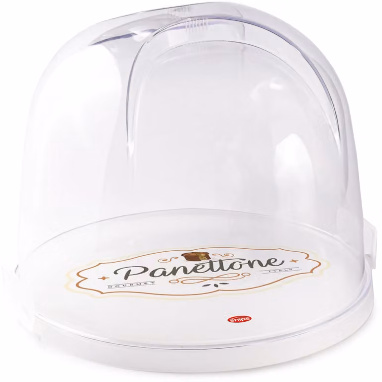 Porta Panettone e Pandoro SNIPS in plastica bianca con coperchio trasparente, Diametro: 22 cm, Altezza: 18 cm
