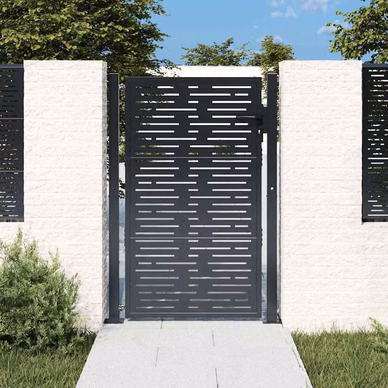 Cancello da giardino singolo vidaXL in acciaio zincato antracite L: 110 cm, H: 150 cm