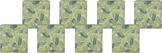 Set di 8 cuscini da seduta BELIANI verdi con motivo foglia, in tessuto resistente all'acqua e ai raggi UV, L/P/H: 46 x 46 x 5 cm