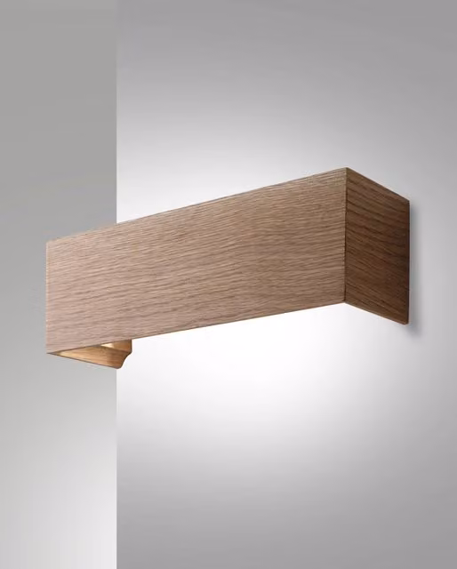 Lampada da Parete Fabas Badia in Metallo e Legno Marrone con LED Integrato 16W 1940lm 3000K Warm White Design Industriale Up/Down IP20
