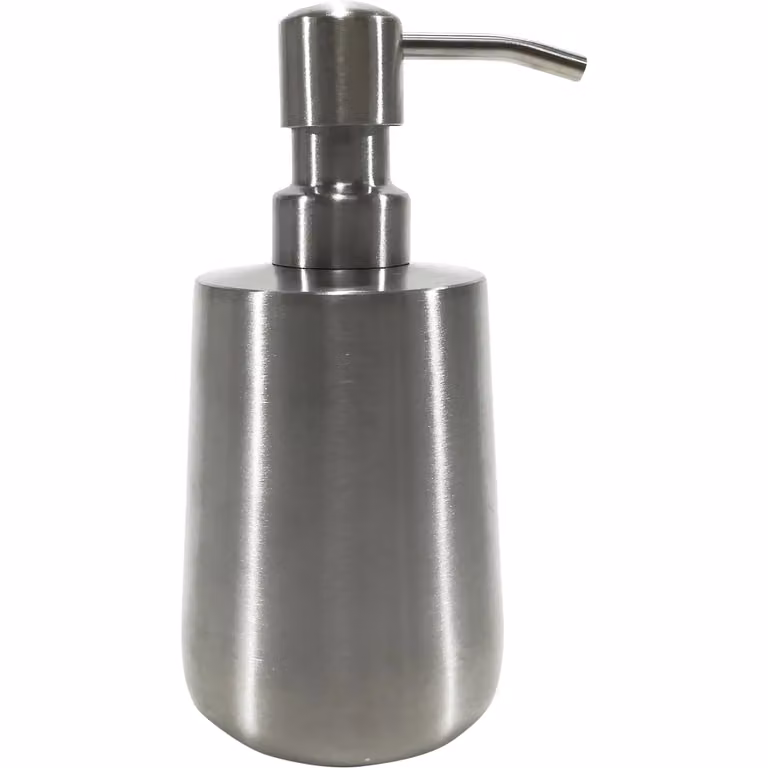 Dispenser ricaricabile per sapone liquido Vestiamo Casa in acciaio inossidabile, colore argento, capacità 340 ml