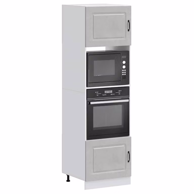 Set di 2 armadi per elettrodomestici vidaXL Kalmar in legno multistrato e MDF, colore grigio cemento opaco
