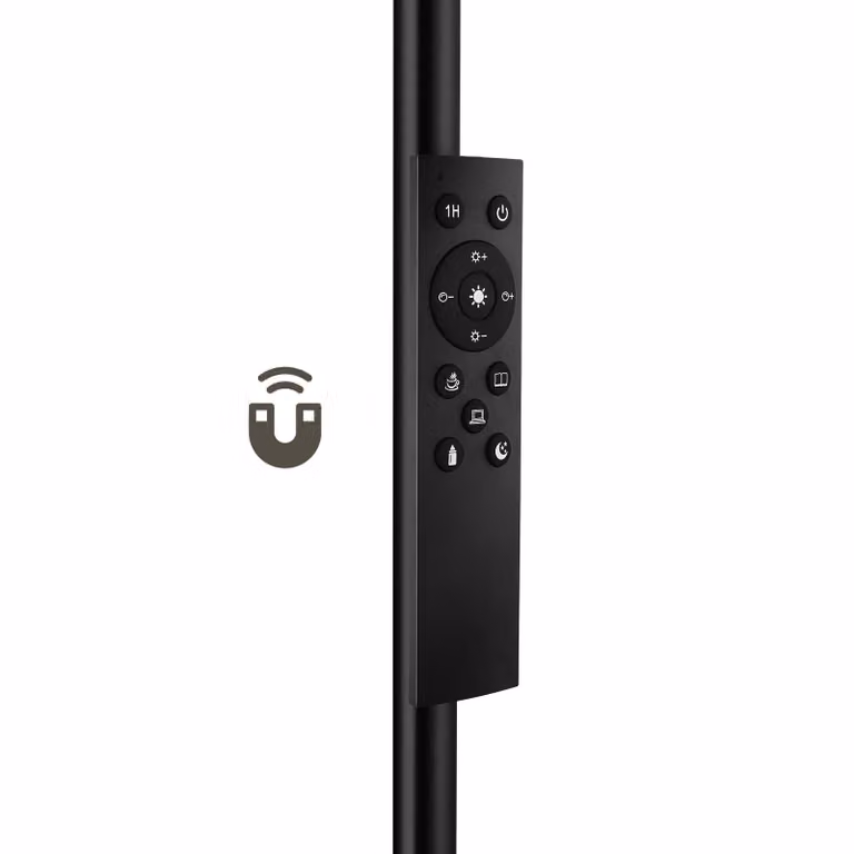 Lampada da terra LED Prisma tectake nera, dimmerabile con telecomando e timer, 12 W