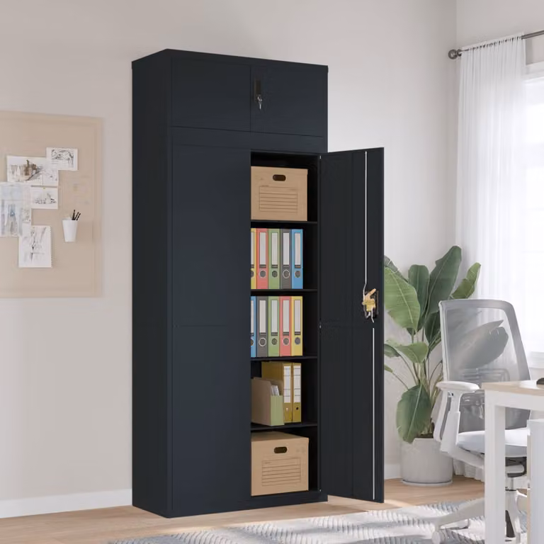 Armadio Classificatore vidaXL in Acciaio Antracite con Ripiani Regolabili e Serratura L/P/H: 90 x 40 x 220 cm