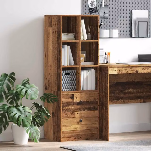 Credenza con cassetto vidaXL in legno effetto vecchio marrone L 45,5 cm x P 34 cm x H 127 cm