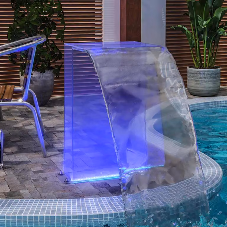Fontana da piscina vidaXL in acrilico trasparente con LED RGB, diametro: 51 cm