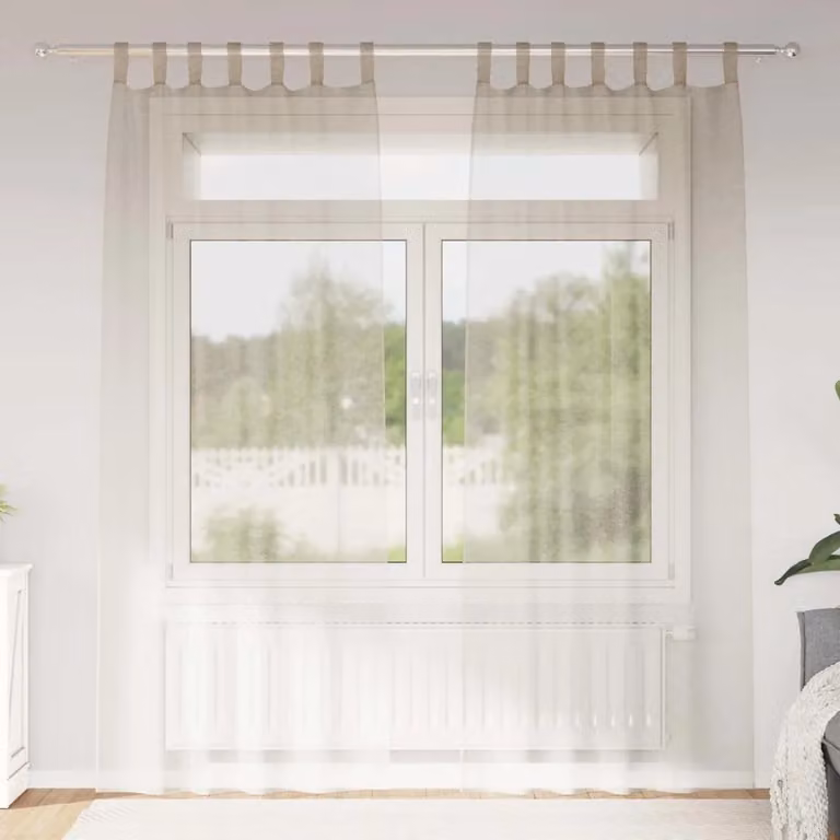 Set di 2 tendine in velo vidaXL color sabbia/beige in poliestere, L: 225 cm x H: 140 cm