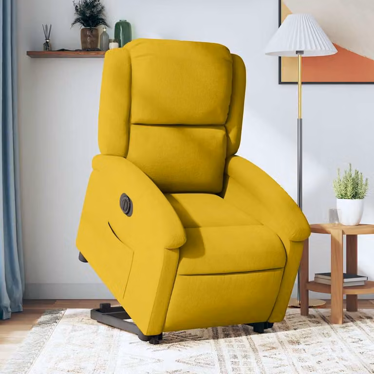 vidaXL Poltrona Alzapersona Elettrica Reclinabile in Velluto Giallo