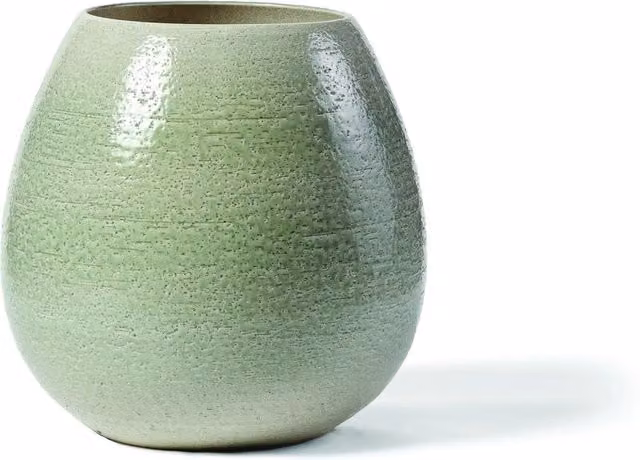 Vaso Teraplast in ceramica verde di forma rotonda per uso da tavolo