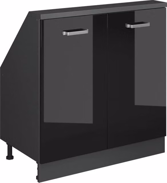 Mobile sottotetto Vicco Rion nero lucido e antracite con 2 ante e ripiani interni L/P/H: 160 x 46 x 83,8 cm