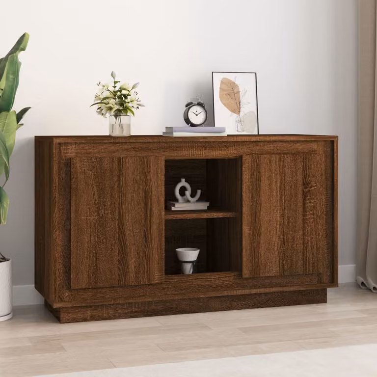 Credenza classica vidaXL in legno multistrato color rovere marrone L: 102 cm, P: 35 cm, H: 60 cm