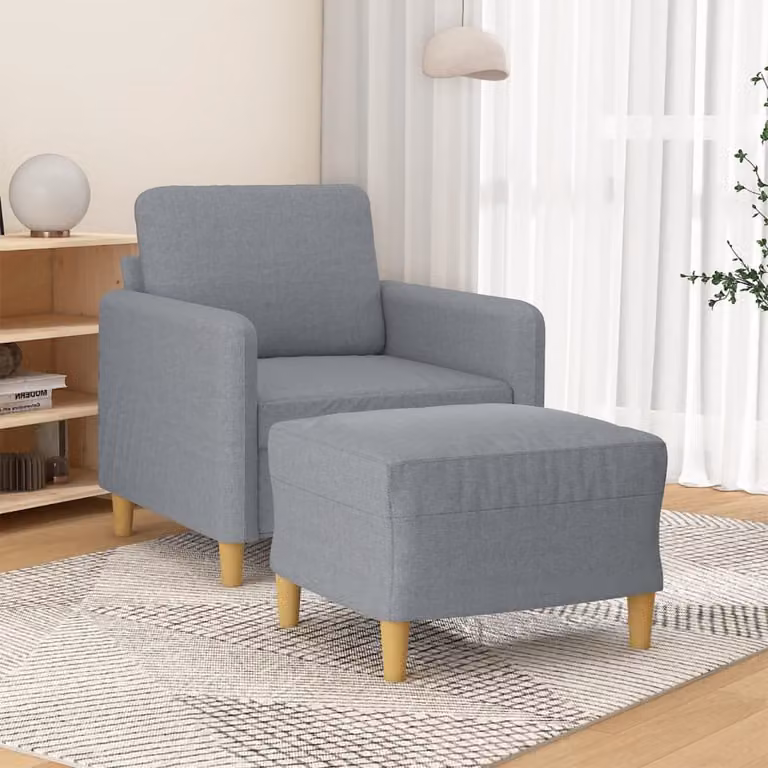 vidaXL Poltrona Relax con Poggiapiedi Grigia in Tessuto Moderno