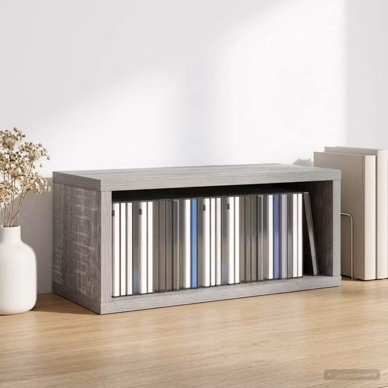 vidaXL Rack per Stoccaggio CD in MDF Grigio L 40 cm x P 17 cm x H 17 cm
