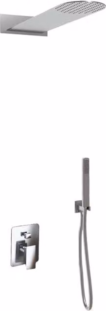 Kit Doccia 2 Vie GIORGY in Acciaio Inox Cromato con Soffione Rain Slim e Doccino, L: 55 cm, P: 55 cm, H: 6 cm