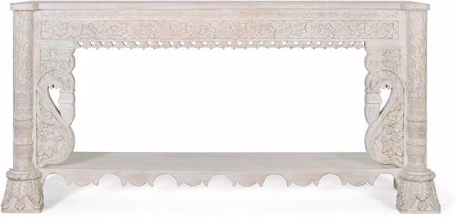Consolle rettangolare in legno di mango Giner Y Colomer colore bianco, L 90 cm x P 40 cm x H 40 cm