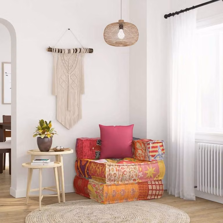 vidaXL Pouf Modulare Soft Body in Tessuto Multicolore con Design Abstract per Soggiorno L/P/H: 70 x 70 x 56 cm