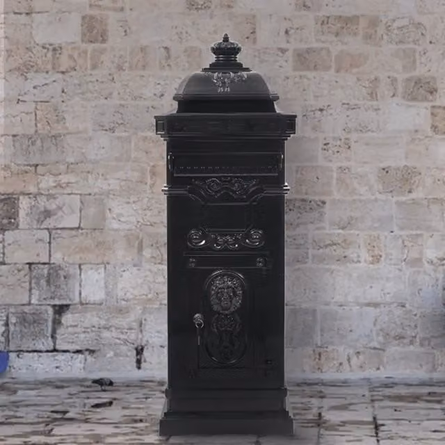 Cassetta delle lettere vidaXL in alluminio nero L: 32,0 cm, H: 35,5 cm, P: 102,5 cm