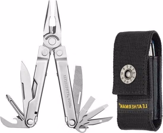 Multitool Bond con 14 strumenti in acciaio inox argento, ideale per campeggio e attività all'aperto