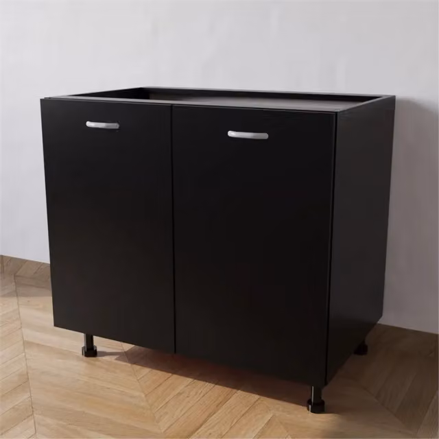 Base cucina Calandrelli con 2 ante a battente, finitura opaca, L 80 x P 55,5 x H 72 cm, nero e grigio