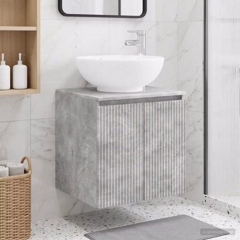 Mobile Lavabo da Parete vidaXL Grigio Cemento Moderno L: 49,5 cm, P: 44,5 cm, H: 65 cm