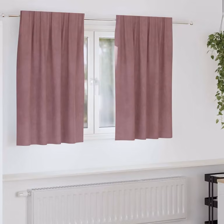Set di 2 tende oscuranti vidaXL in velluto rosa, L 140 cm x H 140 cm