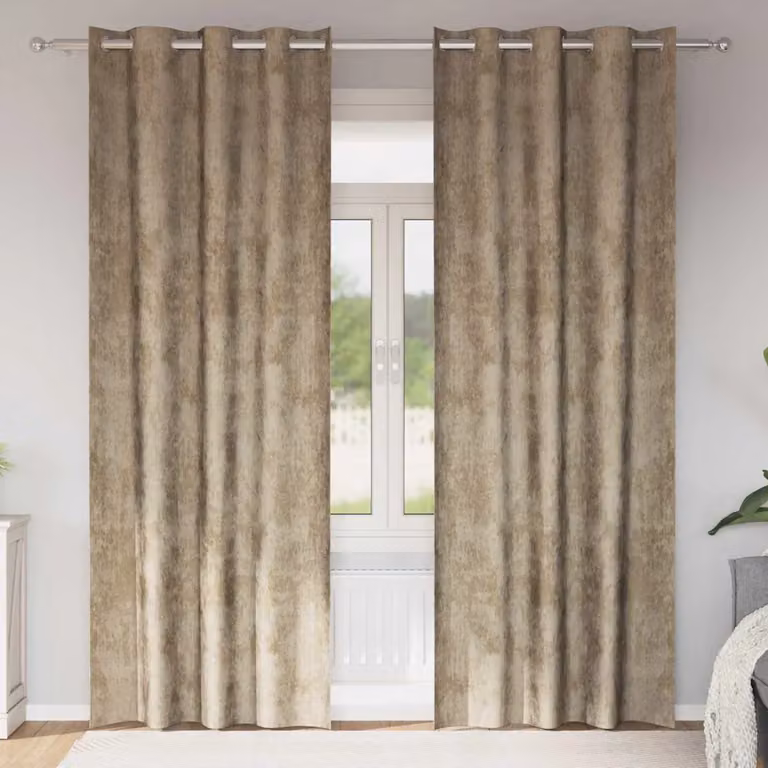 Set di 2 tende in velluto vidaXL beige, oscuranti e termoisolanti, H 245 x L 140 cm