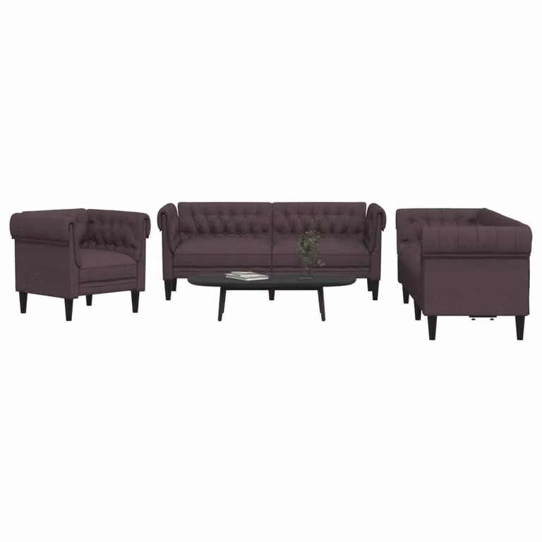 Set di divani 3 pezzi vidaXL in tessuto marrone con design moderno per il tuo soggiorno