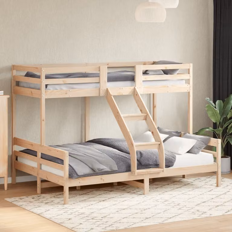 vidaXL Letto a Castello in Legno Massello di Pino Marrone, L/P/H: 200 x 80 x 145,5 cm