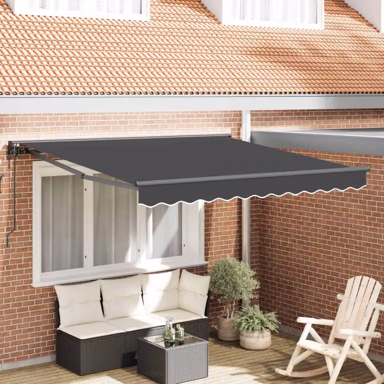 Struttura tenda semi-cassonetto vidaXL in alluminio e poliestere, colore antracite e bianco, L: 300 cm