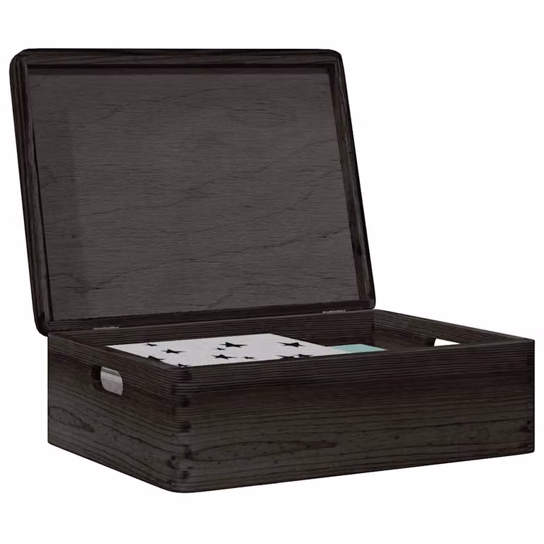 Scatola in legno con coperchio e manici vidaXL, colore nero, L: 40 cm, P: 30 cm, H: 13 cm