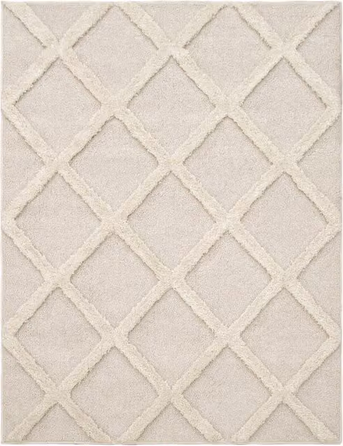 Tappeto Geneva beige con effetto alto-basso, stile scandinavo, L: 100 cm, P: 60 cm
