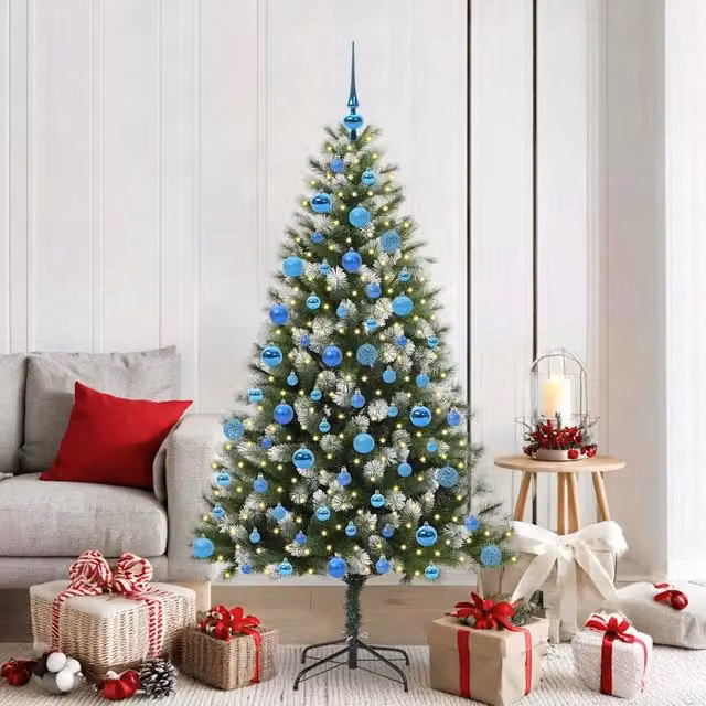Albero di Natale artificiale con rami snodati e neve imbiancata vidaXL, verde e bianco, H: 180 cm, L: 102 cm, P: 102 cm