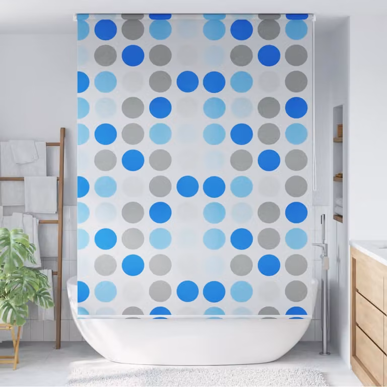 vidaXL Tenda a Rullo per Doccia Impermeabile Blu con Motivo Grafico Moderno L: 160 cm, H: 240 cm