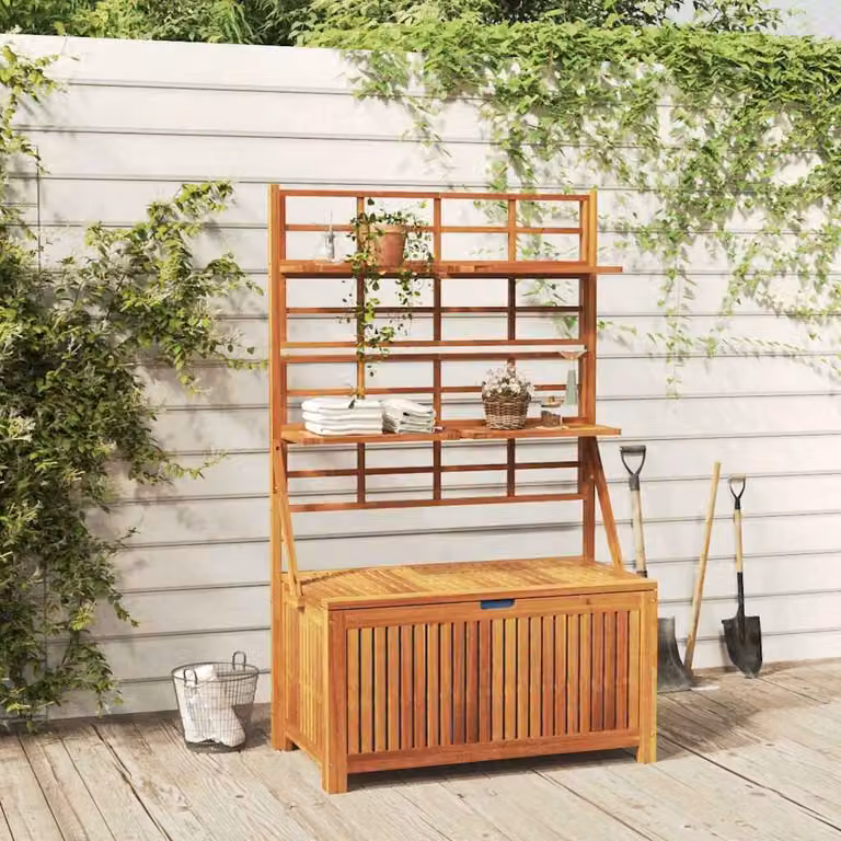 vidaXL Contenitore con Traliccio in Legno di Acacia Marrone, Stile Rustico, L/P/H: 99 x 55 x 160 cm