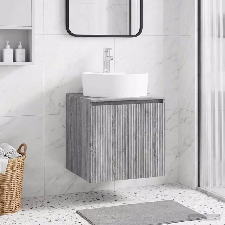 Mobile Lavabo da Parete vidaXL in Legno Sonoma Grigio L: 49,5 cm, P: 44,5 cm, H: 65 cm