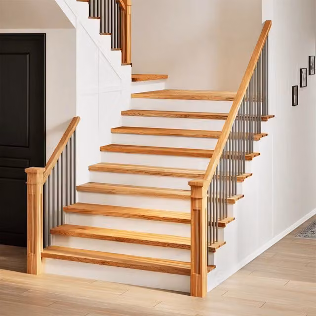 Set di 8 gradini in legno massello di rovere color marrone chiaro VIDAXL L: 120 cm, P: 30 cm, H: 2 cm