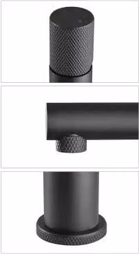 Set di miscelatori Gemini per lavabo, bidet e doccia con leve zigrinate in acciaio inox e finitura nero opaco