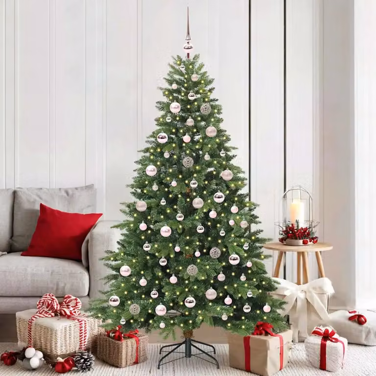 Albero di Natale artificiale verde vidaXL con 300 LED luce bianca calda in PE e PVC, Altezza: 180 cm