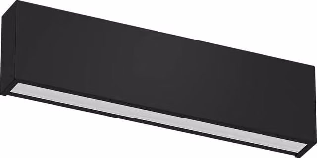 Applique a parete Linea Light Box nera con illuminazione LED dimmabile up/down per corridoio, camera da letto e soggiorno