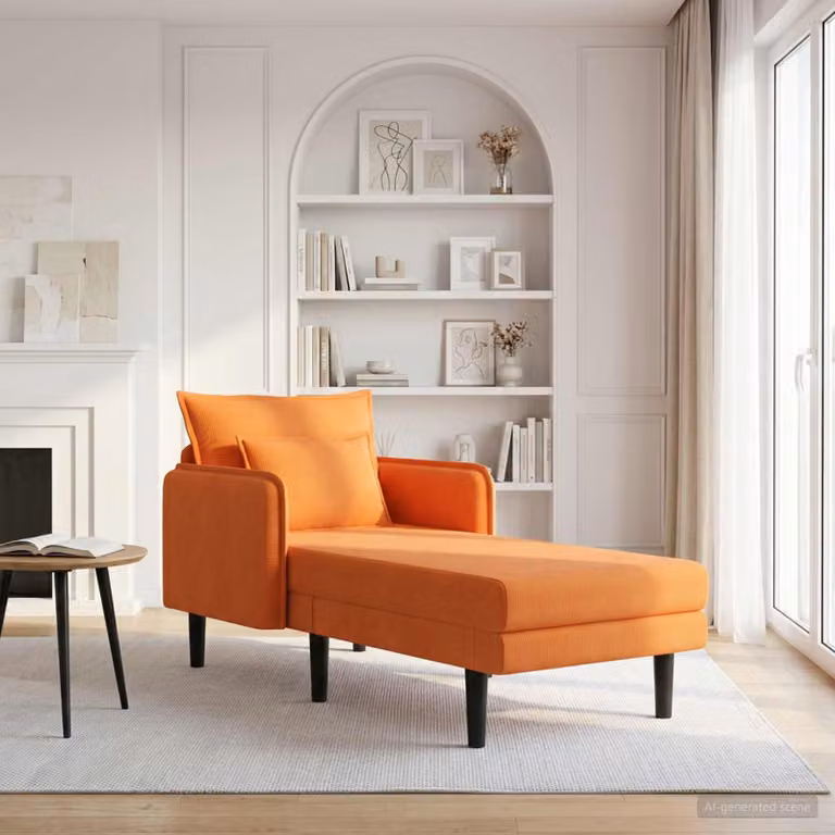 vidaXL Chaise longue oversize moderna in velluto a coste arancione con cuscini inclusi L: 173 cm, P: 84 cm, H: 86 cm