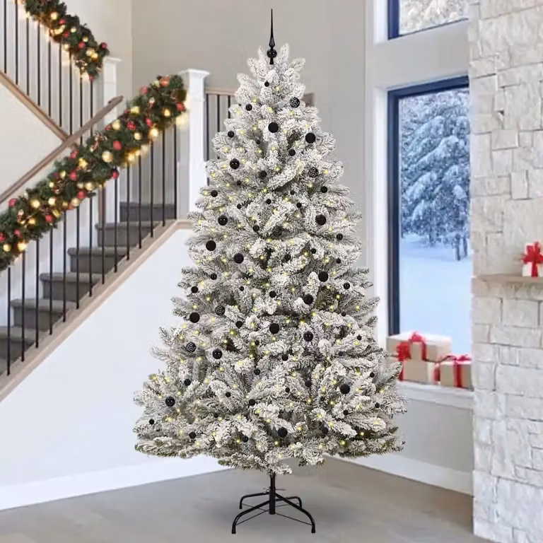 Albero di Natale artificiale verde vidaXL con 300 LED bianco caldo e struttura in metallo e PVC