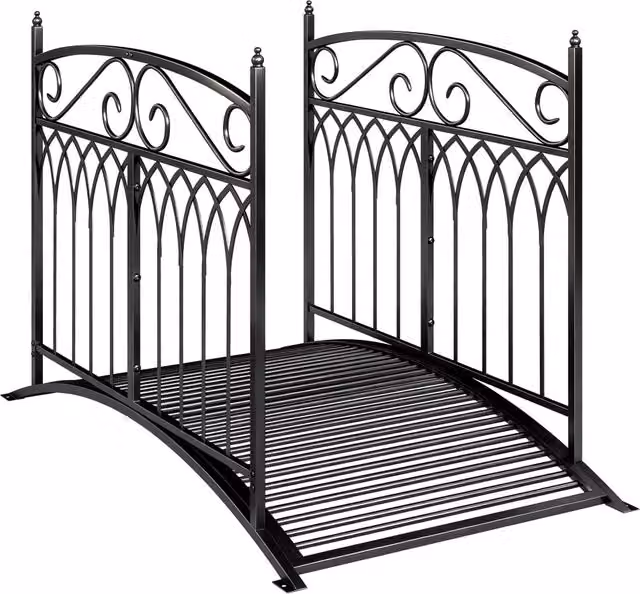 Ponte da Giardino Decorativo Xylo in Metallo Nero Stile Barocco L: 91 cm, H: 74 cm, P: 18,5 cm