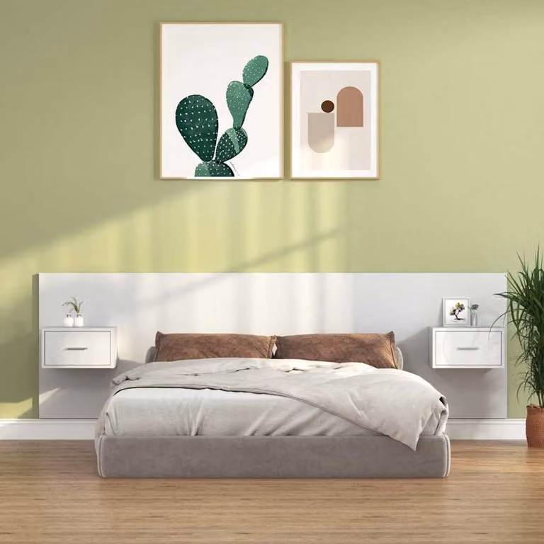 vidaXL Testiera per Letto con Comodini Integrati in Legno Multistrato Bianco