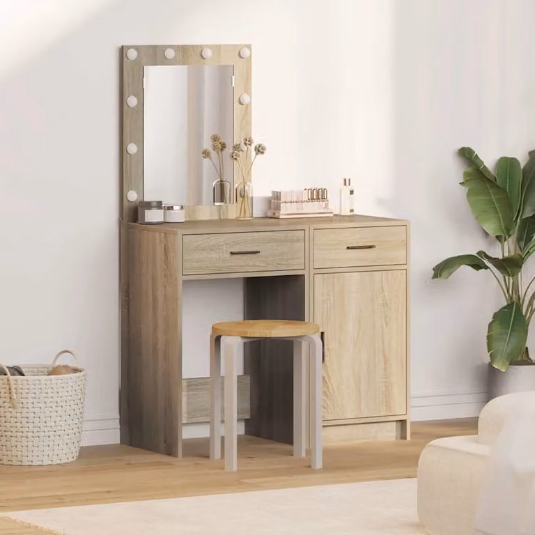 Set di 2 Tavoli da Trucco Moderni vidaXL Marrone L 50 cm, P 41 cm, H 135 cm