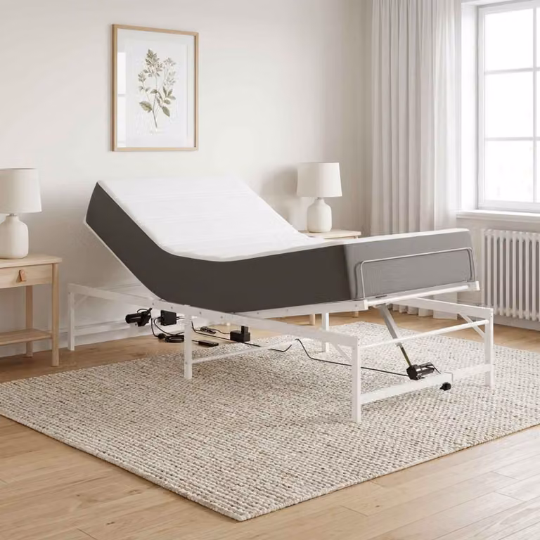 vidaXL Telaio Letto Elettrico Motorizzato in Metallo Bianco L/P: 100 x 200 cm